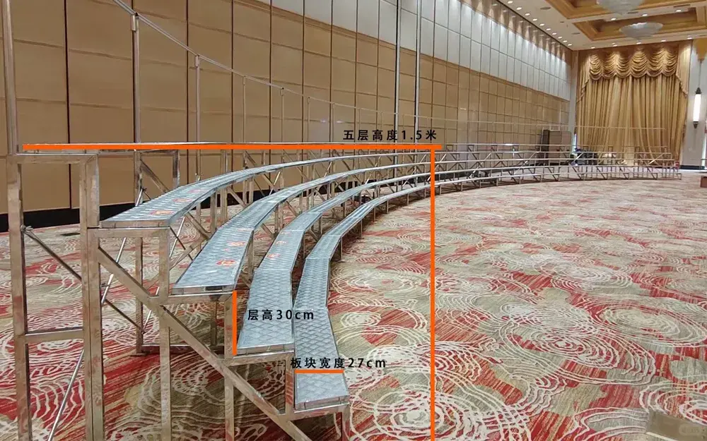 Construcción de escalera de mano para fotos de grupos grandes en interiores