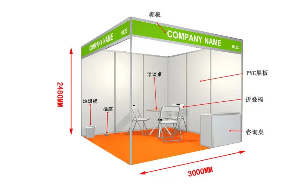 Plano estándar de la cabina de 3m×3m