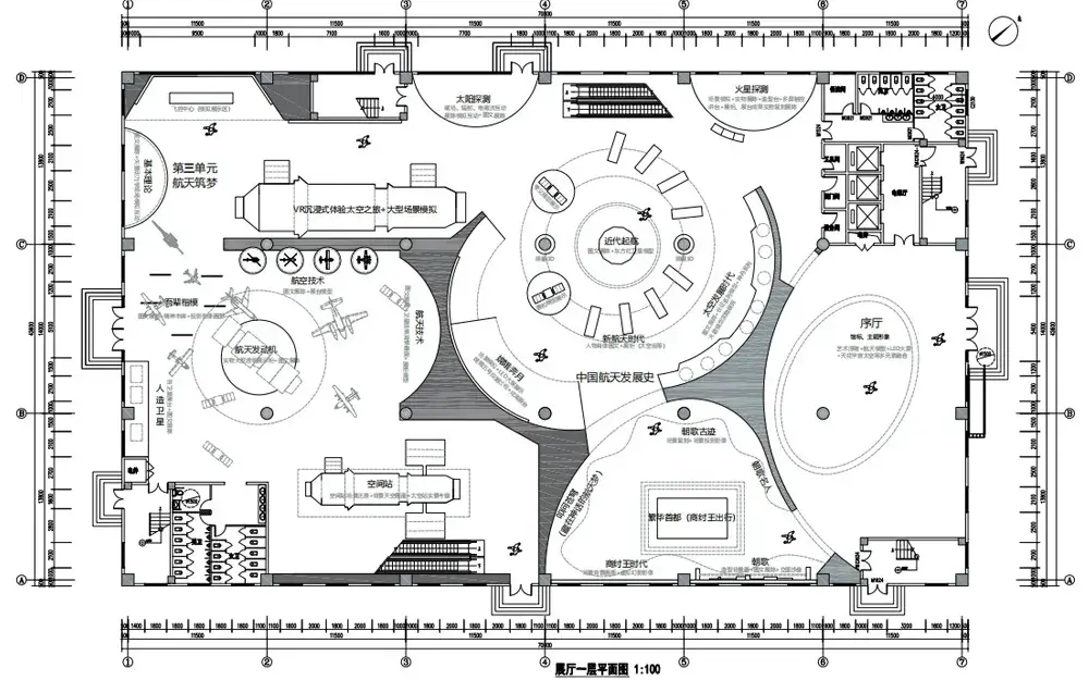 Plano de distribución de una sala de exposiciones